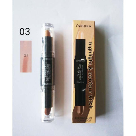 Facial Concealer High-gloss Foundation Foundation Contour Stick Beauty Makeup Cream Concealer Camouflage Pen 2-in-1 Double-heade