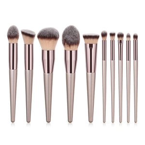 10 pièces/ensemble pinceaux de maquillage Champagne ensemble pour fond de teint cosmétique poudre blush fard à paupières kabuki mélange maquillage brosse outil de beauté