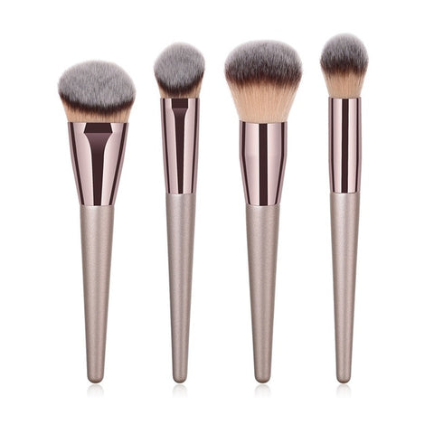 10 pièces/ensemble pinceaux de maquillage Champagne ensemble pour fond de teint cosmétique poudre blush fard à paupières kabuki mélange maquillage brosse outil de beauté