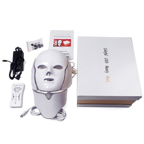 7 Colors Photon Electric LED Facial Mask Light Therapy LED Face Mask with Neck Skin Rejuvenation Anti Acne Wrinkle Beauty Tools