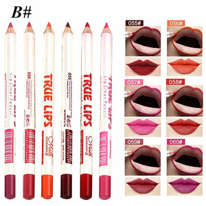 6Pcs Cosmetic Professional Wood Lipliner Waterproof Lady Charming Lip Liner Soft Pencil Makeup