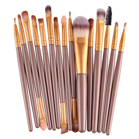 Maange pro 15 pçs pincéis de maquiagem conjunto sombra de olho fundação pó delineador cílios lábio compõem escova cosméticos kit de ferramentas de beleza quente