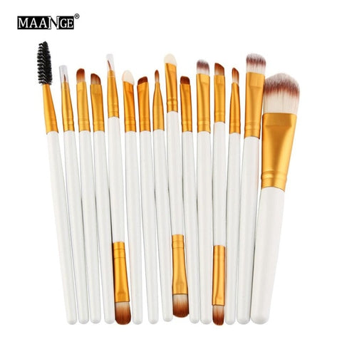 Maange pro 15 pçs pincéis de maquiagem conjunto sombra de olho fundação pó delineador cílios lábio compõem escova cosméticos kit de ferramentas de beleza quente