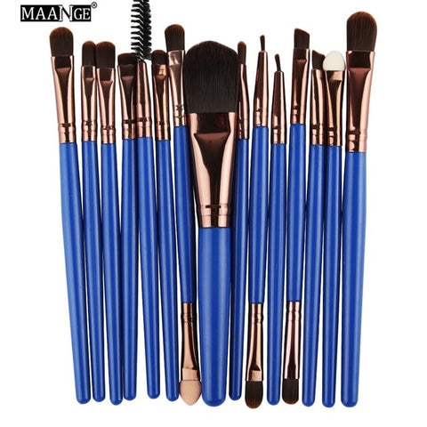 Maange pro 15 pçs pincéis de maquiagem conjunto sombra de olho fundação pó delineador cílios lábio compõem escova cosméticos kit de ferramentas de beleza quente