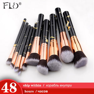 Fld 10 Pcs/8 Pcs Professionele Make-Up Borstel Set Gereedschap Powder Foundation Oogschaduw Lip Eyeliner Blush Marmer Gezicht Make-Up borstels