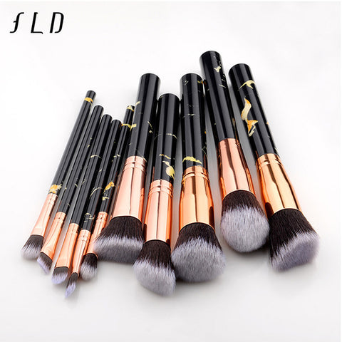 Fld 10 Pcs/8 Pcs Professionele Make-Up Borstel Set Gereedschap Powder Foundation Oogschaduw Lip Eyeliner Blush Marmer Gezicht Make-Up borstels