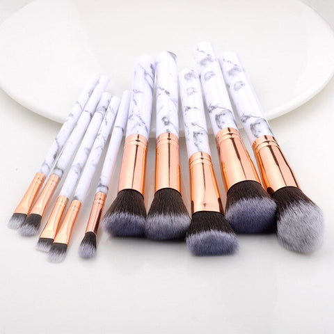 Fld 10 Pcs/8 Pcs Professionele Make-Up Borstel Set Gereedschap Powder Foundation Oogschaduw Lip Eyeliner Blush Marmer Gezicht Make-Up borstels