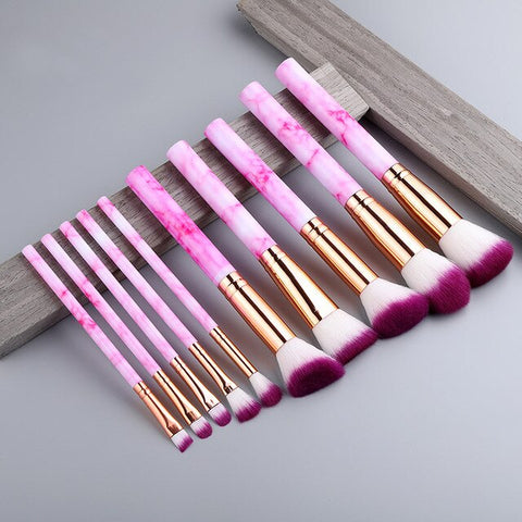 Fld 10 Pcs/8 Pcs Professionele Make-Up Borstel Set Gereedschap Powder Foundation Oogschaduw Lip Eyeliner Blush Marmer Gezicht Make-Up borstels