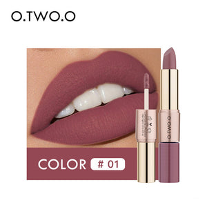 O.TWO.O 12 colores de maquillaje de labios lápiz labial labio brillo de larga duración de la humedad labial cosméticos labio rojo mate lápiz labial impermeable