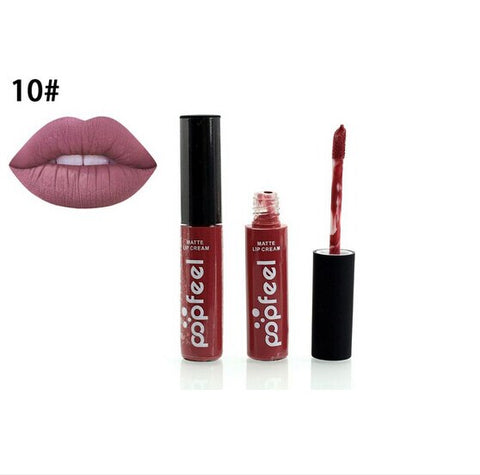 Nuevo pintalabios suave mate elegante impermeable líquido de 12 colores pintalabios suave brillo labial de larga duración Sexy Nude brillo de labios P128 #