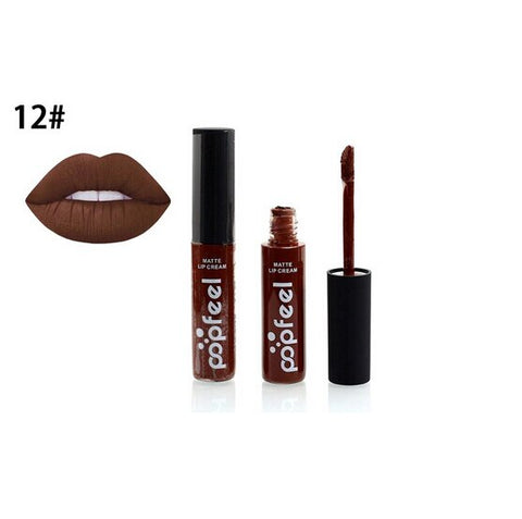 Nuevo pintalabios suave mate elegante impermeable líquido de 12 colores pintalabios suave brillo labial de larga duración Sexy Nude brillo de labios P128 #