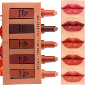 5 colores/Set de labios de calabaza/lápiz labial rojo líquido hidratante nutritivo brillo mujeres chicas Sexy impermeable larga duración