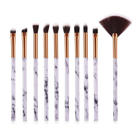 10pcsPromotions marbling texture brushes face foundation powder eyeshadow kabuki eye blending cosmetic marble makeup brush tool