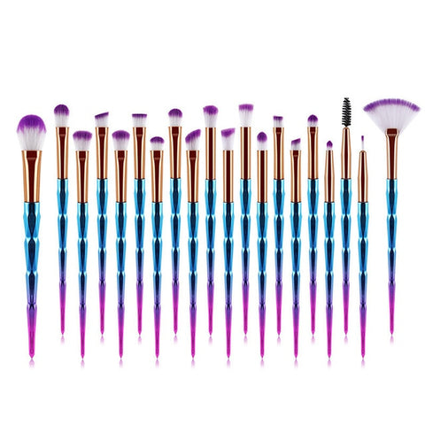 20Pcs Diamond Makeup Brushes Set Beauty Make Up Brush Tool Cosmetic Powder Foundation Blending Eye Shadow Eyebrow Eyelash Brush