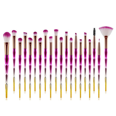 20Pcs Diamond Makeup Brushes Set Beauty Make Up Brush Tool Cosmetic Powder Foundation Blending Eye Shadow Eyebrow Eyelash Brush