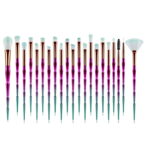 20Pcs Diamond Makeup Brushes Set Beauty Make Up Brush Tool Cosmetic Powder Foundation Blending Eye Shadow Eyebrow Eyelash Brush