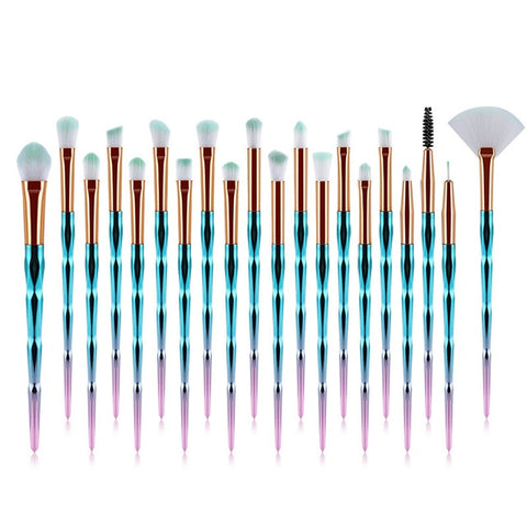 20Pcs Diamond Makeup Brushes Set Beauty Make Up Brush Tool Cosmetic Powder Foundation Blending Eye Shadow Eyebrow Eyelash Brush