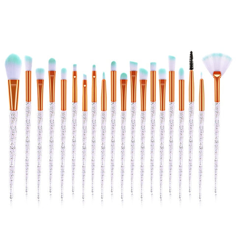 20Pcs Diamond Makeup Brushes Set Beauty Make Up Brush Tool Cosmetic Powder Foundation Blending Eye Shadow Eyebrow Eyelash Brush