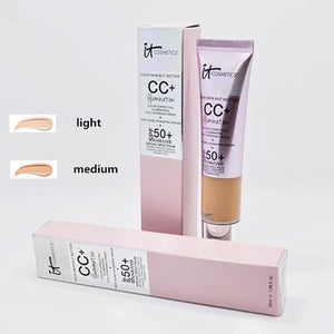 Face Concealer It Cosmetics CC+ Cream Illumination SPF 50 Full Cover Medium or Light Hide Blemish Corrector It's Skin Makeup