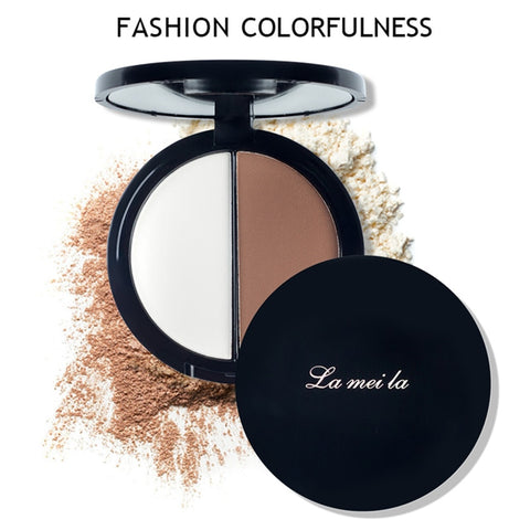 2 Colors Eyes Makeup Pressed Powder Contour Natural Bronzer Highlight Palette Set Grooming Pressed Powder,Double face concealer