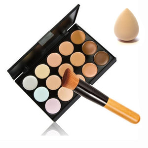 2021 New 15 Color Contour Face Makeup Concealer Palette Corrector Make up Base Pallete + Sponge Puff + Powder Brush Set Cosmetic