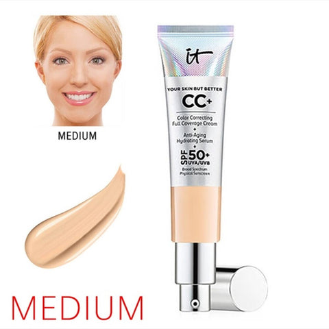 Face Concealer It Cosmetics CC+ Cream SPF50 Full Cover Medium Light Base Liquid Foundation Makeup Whitening Your Skin But Better