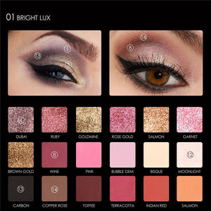 FOCALLURE 18 Colors Eyeshadow Pallete Easy To Wear Glitter Eye Makeup Long-lasting Matte Eye Shadow Cosmetic