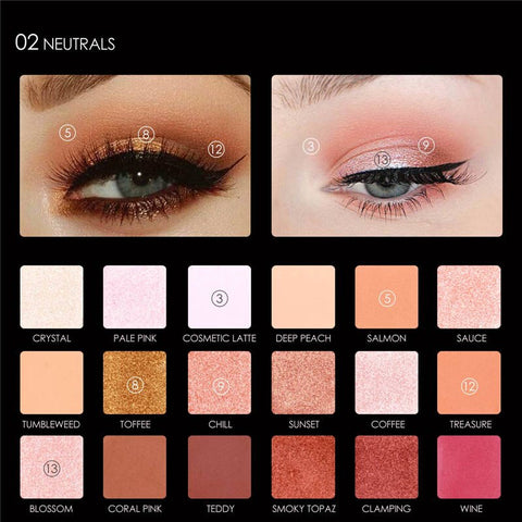 FOCALLURE 18 Colors Eyeshadow Pallete Easy To Wear Glitter Eye Makeup Long-lasting Matte Eye Shadow Cosmetic