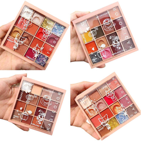 16 Colors New Cute Glitter Eyeshadow Pallete Shimmer Waterproof Diamond Shadows Palette Eye Make Up Eye Shadow