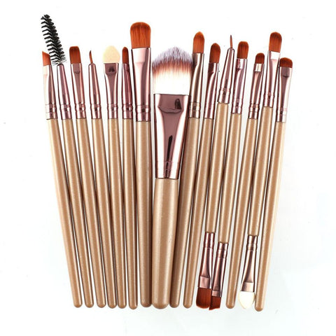 15pcs/set Makeup Brushes Sets Kit Eyelash Lip Foundation Powder Eye Shadow Brow Eyeliner Cosmetic Make Up Brush Beauty Tool