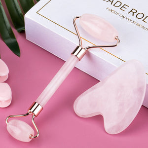 Face Massage Jade Roller Rose Quartz Natural Stone Crystal Slimmer Lift Wrinkle Double Chin Remover Beauty Care Slimming Tools