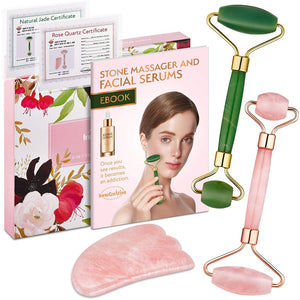 Rose Quartz Roller Slimming Face Massager Lifting Tool Natural Jade Facial Massage Roller Stone Skin Massage Beauty Care gift