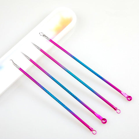 4Pcs/Set Shining Gold Acne Blackhead Removal Needles Pimple Spot Comedone Extractor Cleanser Beauty Face Clean Care Tools