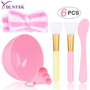 YBLNTEK Face Mask Bowl Set 5 in 1 DIY Facial Mask Mixing Bowl Brush Spoon Stick Headbands Tool Beauty Make up Set