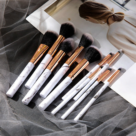 Makeup brushes 10Pcs set Professional Marble Shape brush good-looking Powder Foundation Eyeshadow Lip Eyeliner Blush Beauty tool