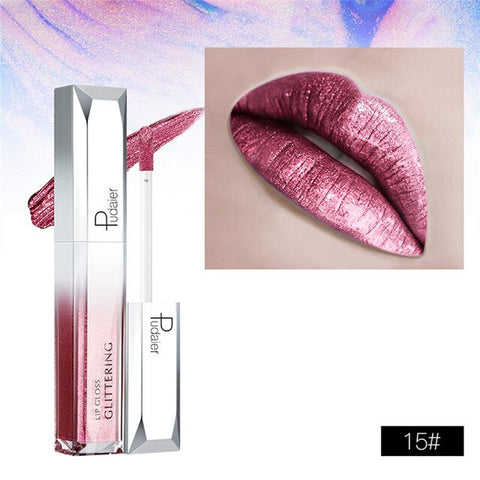 Pudaier New 18 Color Future Series Glitter Diamond Pearl Liquid Lip Gloss Metallic Shiny Waterproof Lipstick Sexy Cosmetics Lips