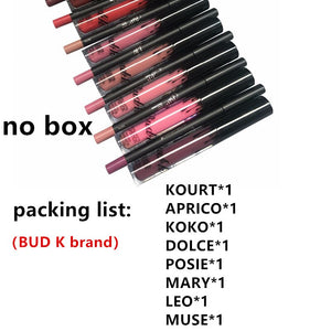 BUD K matte lipstick+lips pencil long-lasting liquid lipsticks set lip goss makeup candy k me lipkit batom 16pcs/lot