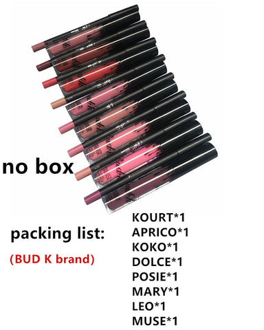 BUD K matte lipstick+lips pencil long-lasting liquid lipsticks set lip goss makeup candy k me lipkit batom 16pcs/lot