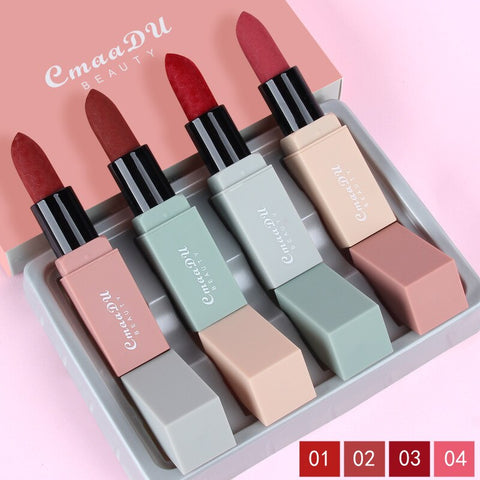 4pcs/set Cmaadu Velvet Matte Lipstick Kit Lips Makeup Beauty Cosmetic Red Lips Rouge A Levre Waterproof Nude Matte Lip Stick