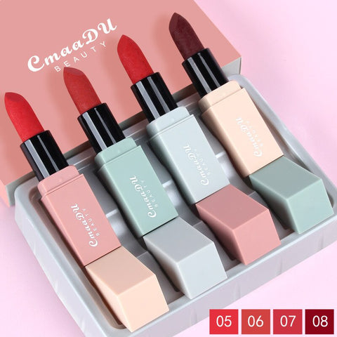 4pcs/set Cmaadu Velvet Matte Lipstick Kit Lips Makeup Beauty Cosmetic Red Lips Rouge A Levre Waterproof Nude Matte Lip Stick