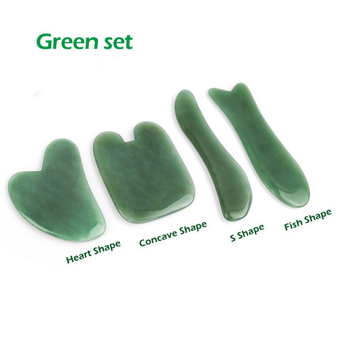 4pcs/set Natural Jade Stone Guasha Board Massage Tool SPA Therapy Face Massager Antistress Body Care Scraping Board Skincare