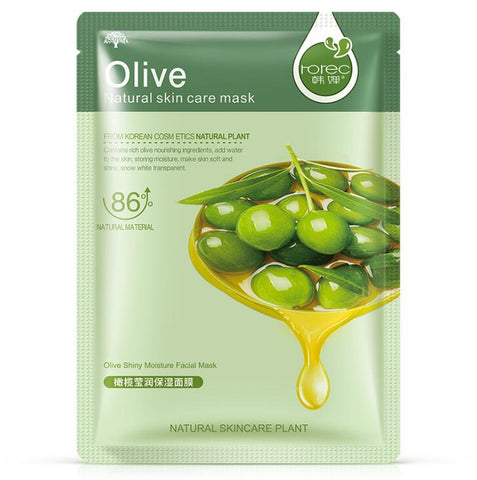 HanChan Facial Mask Plant Cosmetic SkinCare Beauty Moisturizing Oil Control Whitening Brighten Sheet Mask Aloe Honey Olives Mask