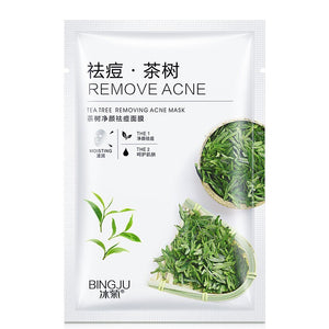 BINGJU Tea Tree net yan Acne Silk Mask Oil control anti-acne hydrating Moisturizing Skincare face masks  Whole Face