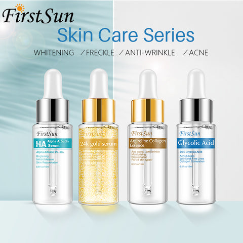 Skincare Set Alpha Arbutin 2% + HA Serum Skin Whitening + Glycolic Acid Serum + 24k Gold Six Peptide Serum Essence Anti Aging