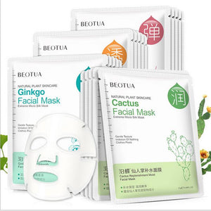 BEOTUA Brand Natural Plant Skincare Ginkgo Facial Mask Brightening Face Mask Moisturizing Hyaluronic Shee Mask 10PCS