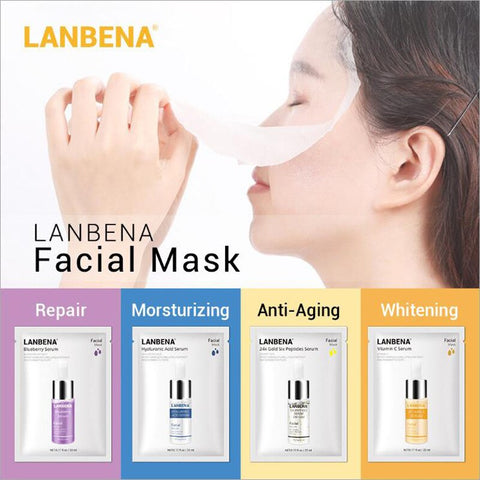 LANBENA Hyaluronic acid face masks ance Whitening Freckle mask for the face 24k gold six peptide Blueberry serum Facial skincare