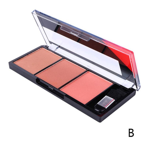 1PCS 3 Colors Rouge Face Blusher Powder Makeup Cheek Blusher Powder Minerals Palettes Blusher Brush Palette Brightening Cosmetic