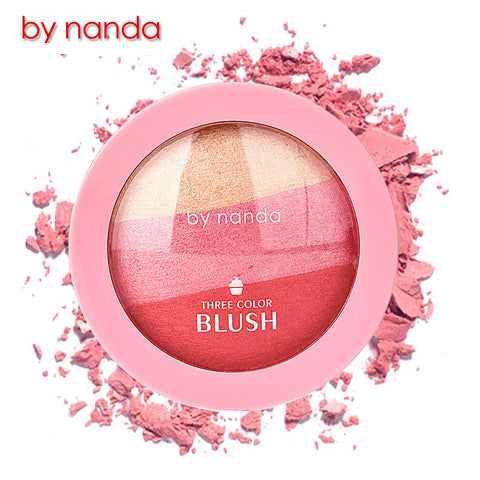 3 Colors BY NANDA Baked Blush Makeup Cosmetic Natural Baked Blusher Powder Palette Charming Cheek Color Make Up Face Blush