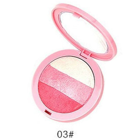 3 Colors BY NANDA Baked Blush Makeup Cosmetic Natural Baked Blusher Powder Palette Charming Cheek Color Make Up Face Blush