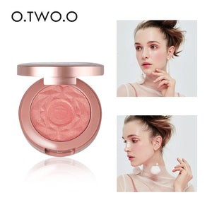 O.TWO.O Face Makeup Blush Powder Palette 6 Color Cheek Blusher Powder Minerals Palettes Blusher Brush Palette Natural Blush